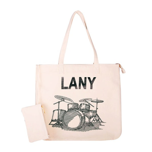 LANY Zippered Cotton Canvas Tote with Small Pouch - Drummer