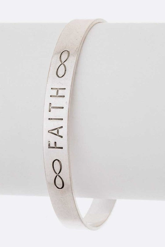 Brass Faith Engraved Open Cuff